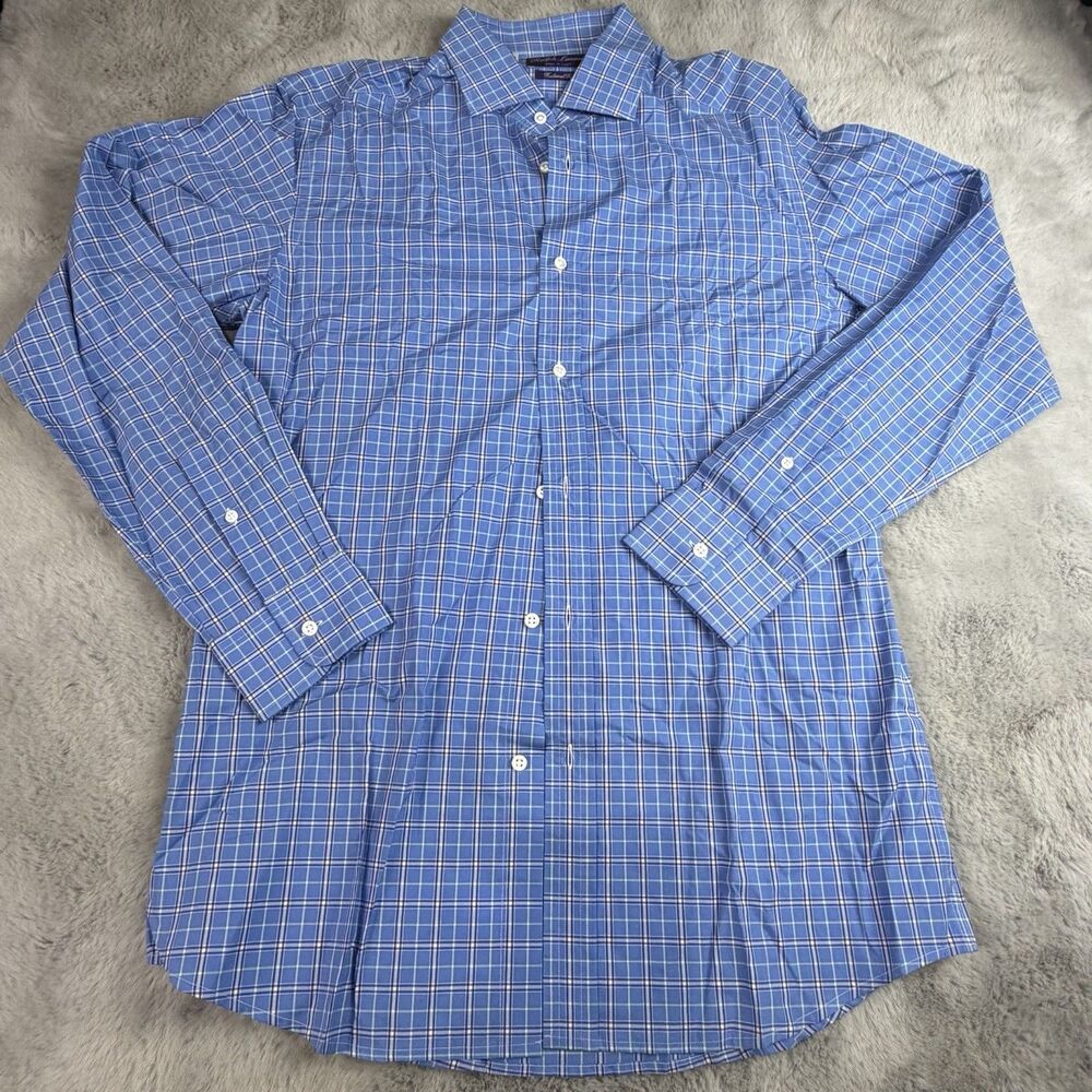 Ralph Lauren Purple Label Cotton Blue Button Up Made Italy SZ 16 $895